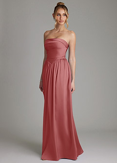 Azazie Zena Bridesmaid Dresses Antique Rose A-Line Strapless Stretch Satin Dress image5