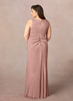 Azazie Tuscon Mother of the Bride Dresses Rose Gold A-Line Ruched Metallic Mesh Dress image10