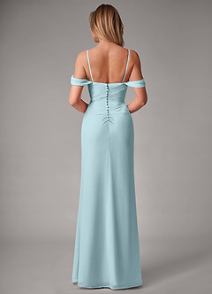 Azazie Haisley Bridesmaid Dresses Sea Glass Sheath Off the Shoulder Chiffon Convertible Dress image7