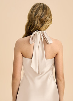 Azazie Chickie Junior Etui Plissee Stretch-Satin Kleid Alabaster Weiß image6