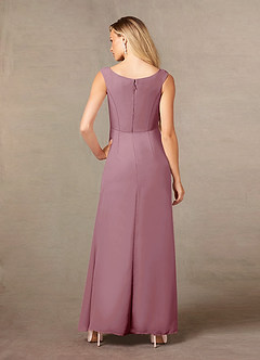 Azazie Yarrow Final Sale Dark Navy A-Line Pleated Chiffon Dress image2
