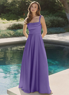 Azazie Shaude Bridesmaid Dresses Tahiti A-Line Pleated Stretch Satin Dress image4
