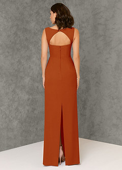 Azazie Flori Jurken voor bruidsmeisjes Jurk van Chiffon met Kolom Vierkante halslijn Paprika image2