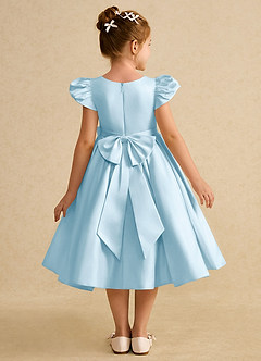 Azazie Pearl Blumenmädchenkleider Ballkleid Plissee Matte Satin Kleid Himmelblau image2