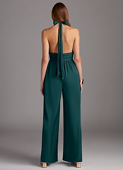 Azazie Oli Bridesmaid Dresses Pine Pleated Stretch Satin Jumpsuit image2