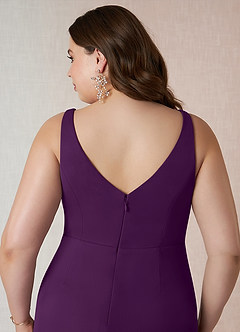 Azazie Leandra Bridesmaid Dresses Grape Mermaid V-Neck Pleated Mesh Dress image13