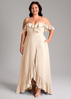Azazie Lyra Bridesmaid Dresses White Alabaster A-Line Chiffon Convertible Dress image16