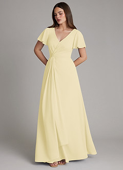 Azazie Kaya Brautjungfernkleider A-Linie Plissee Chiffon Kleid Zitronensorbet image5