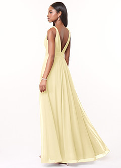 Azazie Maren Bridesmaid Dresses Lemon Sorbet A-Line Pleated Chiffon Dress image4
