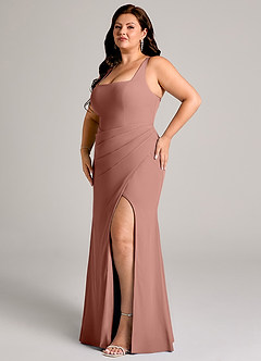 Azazie Mero Bridesmaid Dresses Cedar Rose Sheath Pleated Chiffon Dress image12
