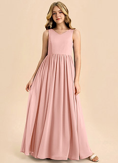 Azazie Hathaway Junior Rosette A-Line Bow Chiffon Dress image3