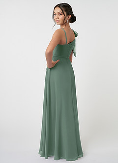 Azazie Aidy Junior Eucalyptus A-Line Bow Chiffon Dress image4