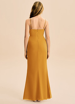 Azazie Buzzy Junior Osłona Pofałdowany Szyfon Długość podłogi Młodsza druhna Sukienka image5