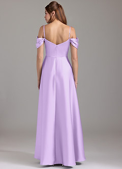 Azazie Marley Robes de demoiselle d'honneur Robe Trapèze Convertible en Satin extensible Épaule décolletée Lilas image5