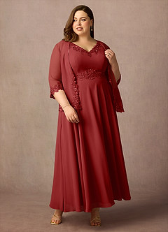 Azazie Devana Mother of the Bride Dresses Rust A-Line Sequins Chiffon Dress image11