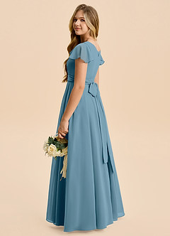 Azazie Cady Junior Abito A-Line in Chiffon Plissettato Bermuda image6