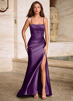 Starlit Purple Cowl Neck Prom Dress image7