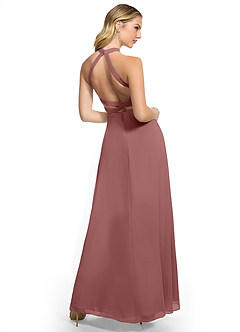 Azazie Clarice Bridesmaid Dresses Desert Rose A-Line Halter Chiffon Dress image4
