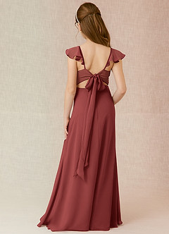 Azazie Everett Junior Terracotta A-Line Chiffon Dress image2