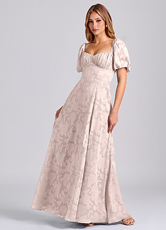 Azazie Mirian Robes de demoiselle d'honneur Robe Trapèze en Blumen-Burnout Encolure en Forme de Cœur Rose Pâle image3