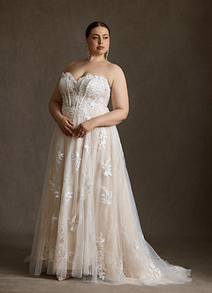 Azazie Florentina Vestidos de novia Vestido Blanco Diamante Champán de Tul de Línea A con Corazón Lentejuelas image14