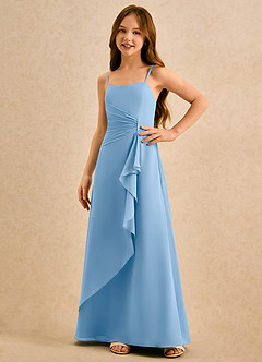 Azazie lolly Girls Formal Blumenmädchenkleider A-Linie Plissee Chiffon Kleid Puderblau image5