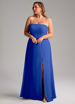 Azazie Wren Bridesmaid Dresses Royal Blue A-Line Side Slit Chiffon Convertible Dress image10