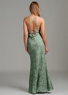 Azazie Ola Bridesmaid Dresses Matcha Mermaid Corset Floral Burnout Dress image6