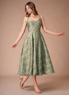 Vestido Platino Verde Azulado Midi Inès image5