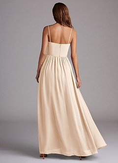 Azazie Calianna Robes de demoiselle d'honneur Robe Trapèze Convertible en Mousseline de soie Épaule décolletée Albâtre Blanc image5