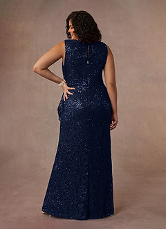 Azazie Eleanora Mother of the Bride Dresses Dark Navy Sheath Sequins Lace Dress image12
