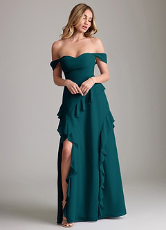 Azazie Sloane Vestidos de damas de honor Vestido de Pino de Gasa de Corte en A con Escote de Corazón image4