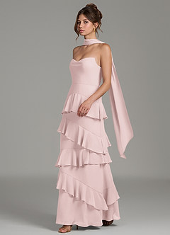 Azazie Imani Bridesmaid Dresses Blushing Pink A-Line Ruched Chiffon Dress image3