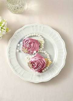 front 3PC Matching Color Bridesmaids Wrist Corsage with Pearl Bracelet