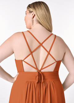 Azazie Farren Bridesmaid Dresses Cinnamon A-Line Pleated Chiffon Convertible Dress image15