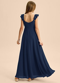 Azazie Carmin Junior Vestido de Azul Marino Oscuro de Gasa de Corte en A con Volante image2