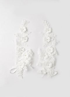 front Guantes sin dedos de encaje con bordado floral