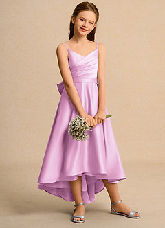 Azazie Sweets Girl Jurken voor bloemenmeisjes A-Lijn Jurk van Mat Satijn Geplooid Snoep Roze image5