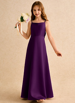 Azazie Joella Girls Formal Flower Girl Klänningar Klä A-Line i Matt satäng Plisserad image3