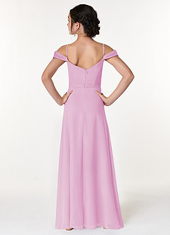 Azazie Alivia Junior Candy Pink A-Line Off the Shoulder Chiffon Dress image2
