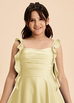 Azazie Kira Junior Klänning av A-Line i Stretch Satin Rynkad image8