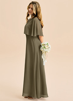 Azazie Maris Junior Linia A Szyfon Długość podłogi Młodsza druhna Sukienka image3