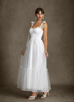 Azazie Angelica Wedding Dresses Diamond White A-Line Sweetheart Neckline Tulle Dress image4