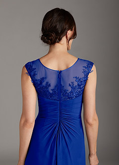 Azazie Endora Mother of the Bride Dresses Royal Blue A-Line Scoop Lace Chiffon Dress image5