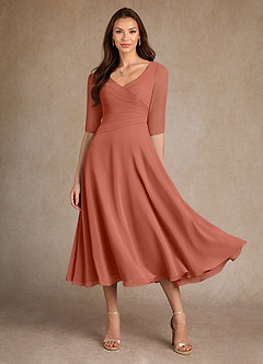 Azazie Durant Vestidos para mãe da noiva Vestido Argila de Chiffon de Linha A com Plissado image2