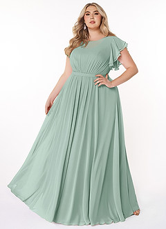 Azazie Daphne Modest Bridesmaid Dresses A-Line Ruffled Chiffon Floor-Length Dress image6
