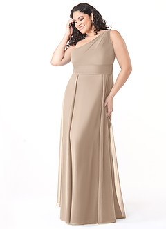 Azazie Dallas Bridesmaid Dresses Taupe A-Line One Shoulder Chiffon Dress image8