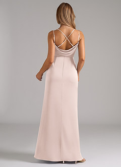 Azazie Callan Bridesmaid Dresses Blushing Pink A-Line Pleated Stretch Satin Convertible Dress image2