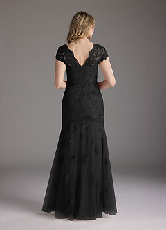 Azazie Marbella vestidos de madre de la novia Vestido de Negro de Encaje de Sirena con Reina Ana Lentejuelas image5
