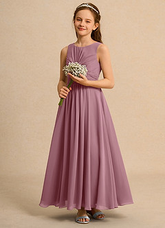 Azazie Ducky Girls Formal Flower Girl Dresses Vintage Mauve A-Line Pleated Chiffon Dress image6